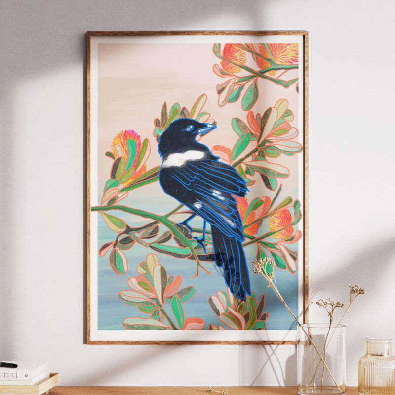Magpie-and-banksia-flower